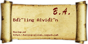 Báling Alvián névjegykártya
